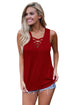 Sexy Burgundy Crisscross V Neckline Women Tank Top
